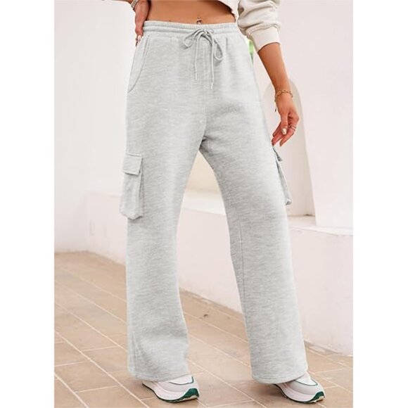 New Aleumdr Women High Waisted Drawstring Wide Leg Cargo Pants Size L - Picture 3 of 4